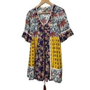 Anthropologie | Dresses | Anthropologie Porridge Shortsleeve Crewneck Linen  Printed Mini Dress S | Poshmark